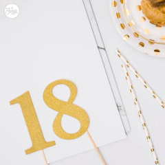 Toppers Números Glitter Dorados x2u. Ideales para Tortas