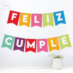 Banderines Feliz Cumple IMPRIMIBLES . ArcoIris