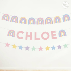 Guirnalda Arcoiris + Nombre + estrellas
