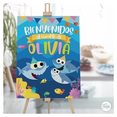 Cartel Bienvenida Baby Shark imprimible