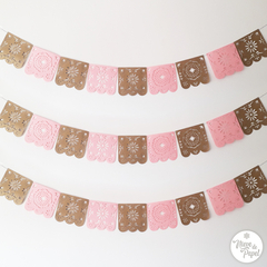 Banderines Mexicanos de papel calados con cordón. Guirnalda