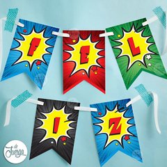 Kit Imprimible Banderines Super Heroes. Batman Spiderman Etc