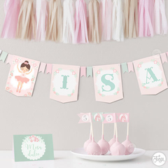 Kit Imprimible Bailarina Flores Colores Pastel Personalizado en internet