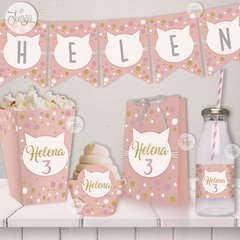 Kit Gatita Rosa Decoracion y Candy Bar - De Juerga Eventos