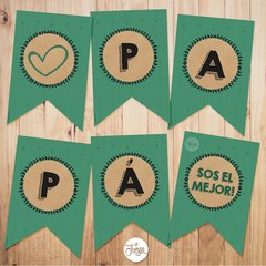 Dia del Padre Kit Imprimible Desayuno Papá - Verde y Madera - comprar online