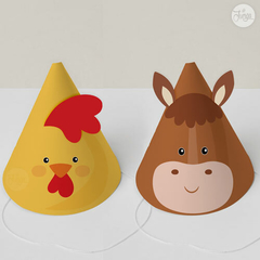 Gorros Cumpleaños Granja Kit Imprimible. Bonetes Imprimibles - comprar online