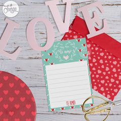 Día de los Enamorados Desayuno Aqua y Rojo - Para imprimir - tienda online