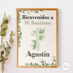 Kit imprimible Bautismo Hojas Verdes Deco y Candy Bar - tienda online