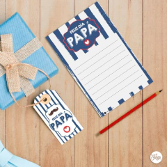 Dia Del Padre Kit Imprimible Desayuno Papá - Azul con Bigote en internet