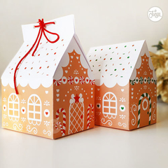 Cajitas IMPRIMIBLES. Casas de Jengibre Navideñas Rojo y Verde para Imprimir