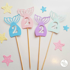 Topper Cupcakes Sirena Numero x10u