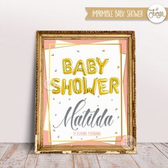 Kit Imprimible Baby Shower Invitacion y Deco Globos Dorados - comprar online