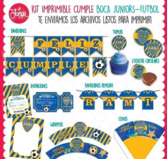 Kit Imprimible Boca Juniors Cumple Candy Texto Editable - tienda online