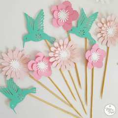 Topper Flores Cupcakes x10u