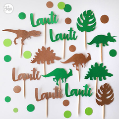 Cupcake Topper Dinosaurios personalizados con nombre,