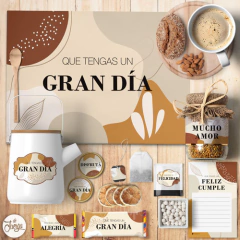 Kit Imprimible Desayuno Deco cumpleaños Abstracto tonos Tierra