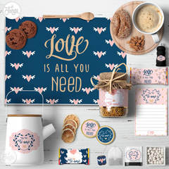 Día de los Enamorados Desayuno Amor Rosa y Azul - Para imprimir