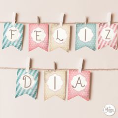 Banderines Feliz Día IMPRIMIBLES . Vintage