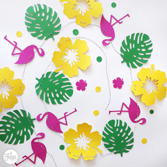 Guirnaldas De Papel Flamencos, Hojas Y Flores Tropicales - comprar online