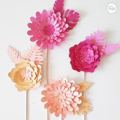 Topper De Flores Pack X4u. Cake Topper - comprar online