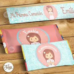 Kit Imprimible Comunion Nena Candy Bar Y Deco Personalizado en internet