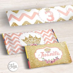 Kit Coronas Rosa y dorado para Cumple, Bautismo, Baby Shower Princesas para imprimir - tienda online