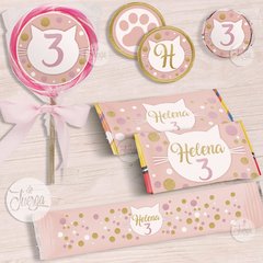 Imagen de Kit Gatita Rosa Decoracion y Candy Bar