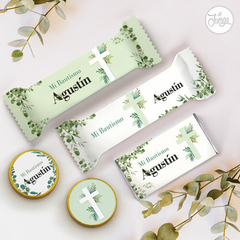 Kit imprimible Bautismo Hojas Verdes Deco y Candy Bar en internet
