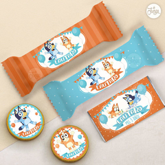 Kit Imprimible Bluey Personalizado - Naranja y Azul