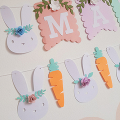 Pack x3 Guirnaldas Conejos, Banderín Nombre y flores - comprar online