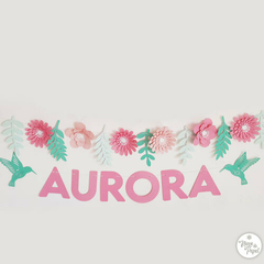 Guirnaldas y banderin FLores Rosadas