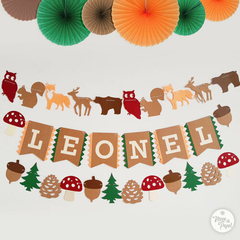 Trio De Guirnaldas Animales Del Bosque. Decoración Woodland