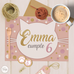Kit Gatita Rosa Decoracion y Candy Bar
