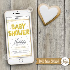 Kit Imprimible Baby Shower Invitacion y Deco Globos Dorados en internet