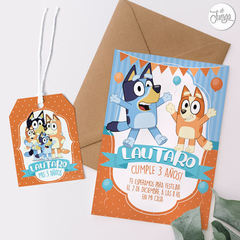Kit Imprimible Bluey Personalizado - Naranja y Azul en internet