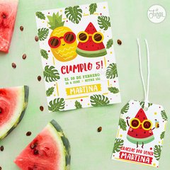 Kit Imprimible Frutas Personalizado Deco y Candy Bar. Tutti Frutti