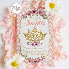 Kit Coronas Rosa y dorado para Cumple, Bautismo, Baby Shower Princesas para imprimir - De Juerga Eventos
