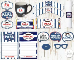 Imagen de Dia Del Padre Kit Imprimible Desayuno Papá - Azul con Bigote