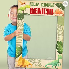 Marco Dinosaurios Imprimible Personalizado. Marco selfie Cumple