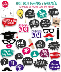 Photo Booth Graduación Egresados Frases Props Imprimible - comprar online