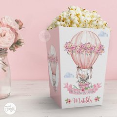 Imagen de Kit Imprimible Globo Aerostático Rosa. Deco y Candy Bar Personalizado