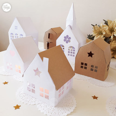 Kit x4 Casitas de papel Decorativas - De Juerga Eventos