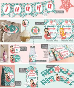 Kit Imprimible Sirenas Deco y Candy Bar Personalizado en internet