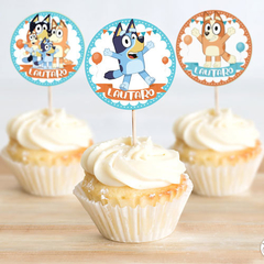 Kit Imprimible Bluey Personalizado - Naranja y Azul - De Juerga Eventos
