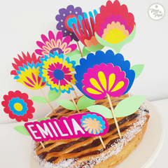 Pinchos Flores coloridas con nombre