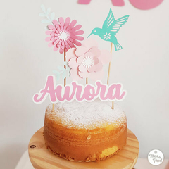 Topper Flores + Nombre