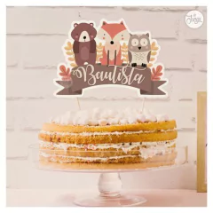 Topper imprimible Personalizado Animales del bosque para Tortas