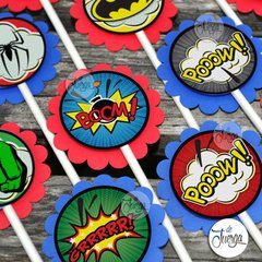 Kit Super Heroes Personalizado Deco y Candy Bar para imprimir