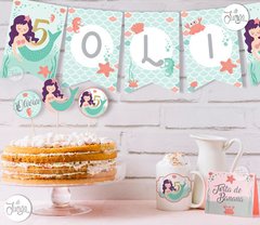 Kit Imprimible Sirenas Cumple Candy y Deco Personalizado