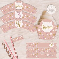 Kit Gatita Rosa Decoracion y Candy Bar - tienda online